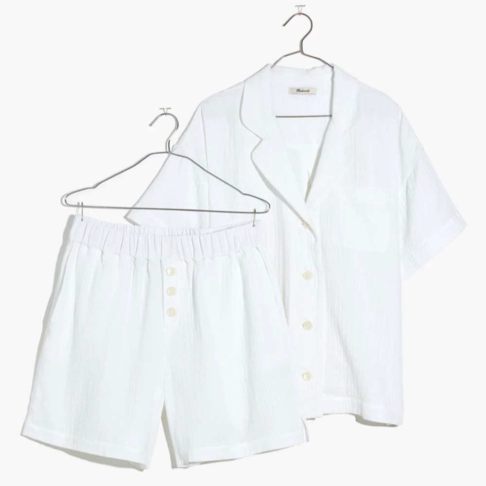 Madewell Lightestspun Short Pajama Set in White